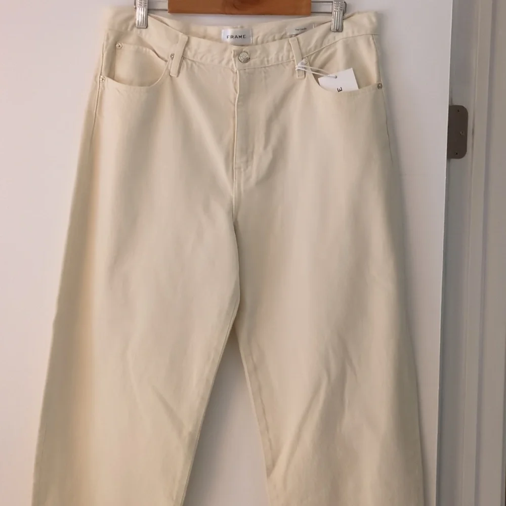FRAME The Candle Mid-Rise Tapered Barrel Leg Women's Jeans InButter Yellow Sz 31 - Picture 6 of 9